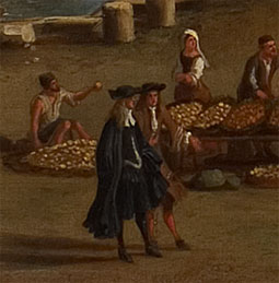 Fig. 9 Detalle con una pareja de figuras próxima a uno de los puestos del mercadillo